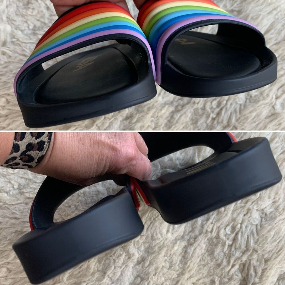 Melissa Rainbow Beach Slide Black Rainbow Size 7 - Picture 7 of 12